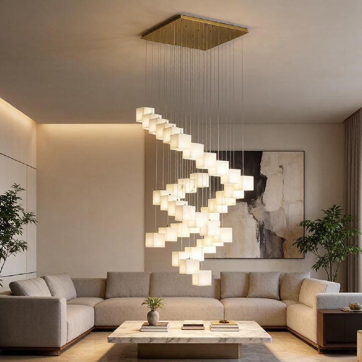 Rotation Alabaster Box Chandelier 14