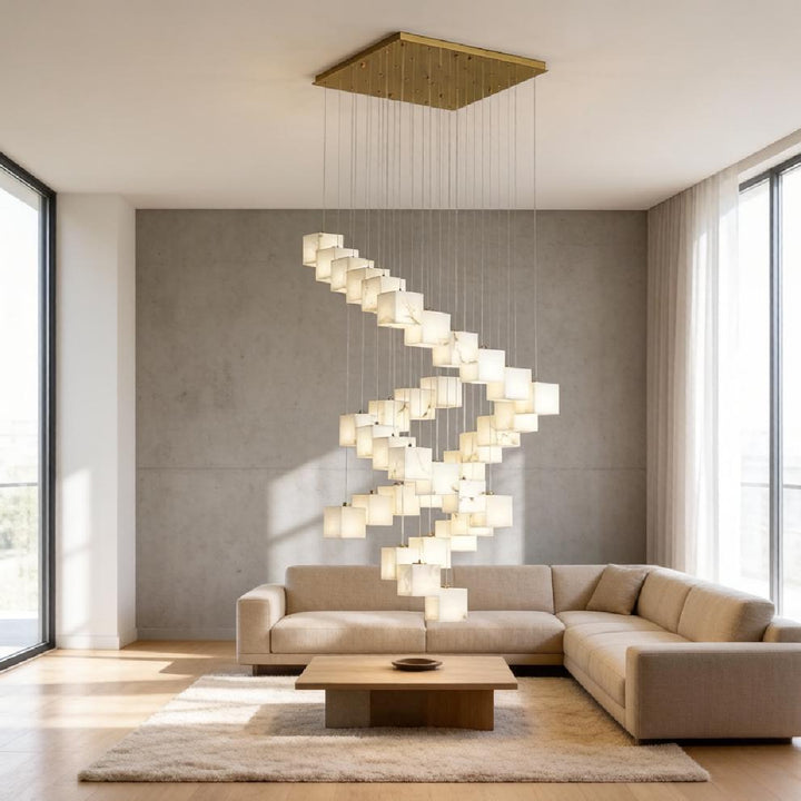 Rotation Alabaster Box Chandelier 15