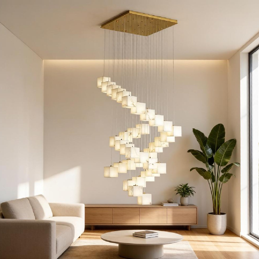 Rotation Alabaster Box Chandelier 16