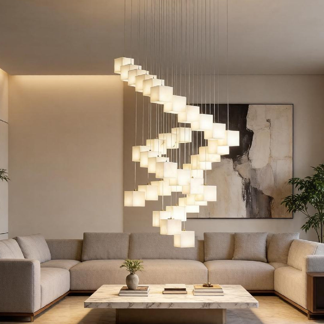 Rotation Alabaster Box Chandelier 17