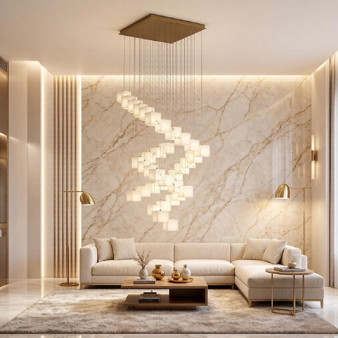 Rotation Alabaster Box Chandelier 6