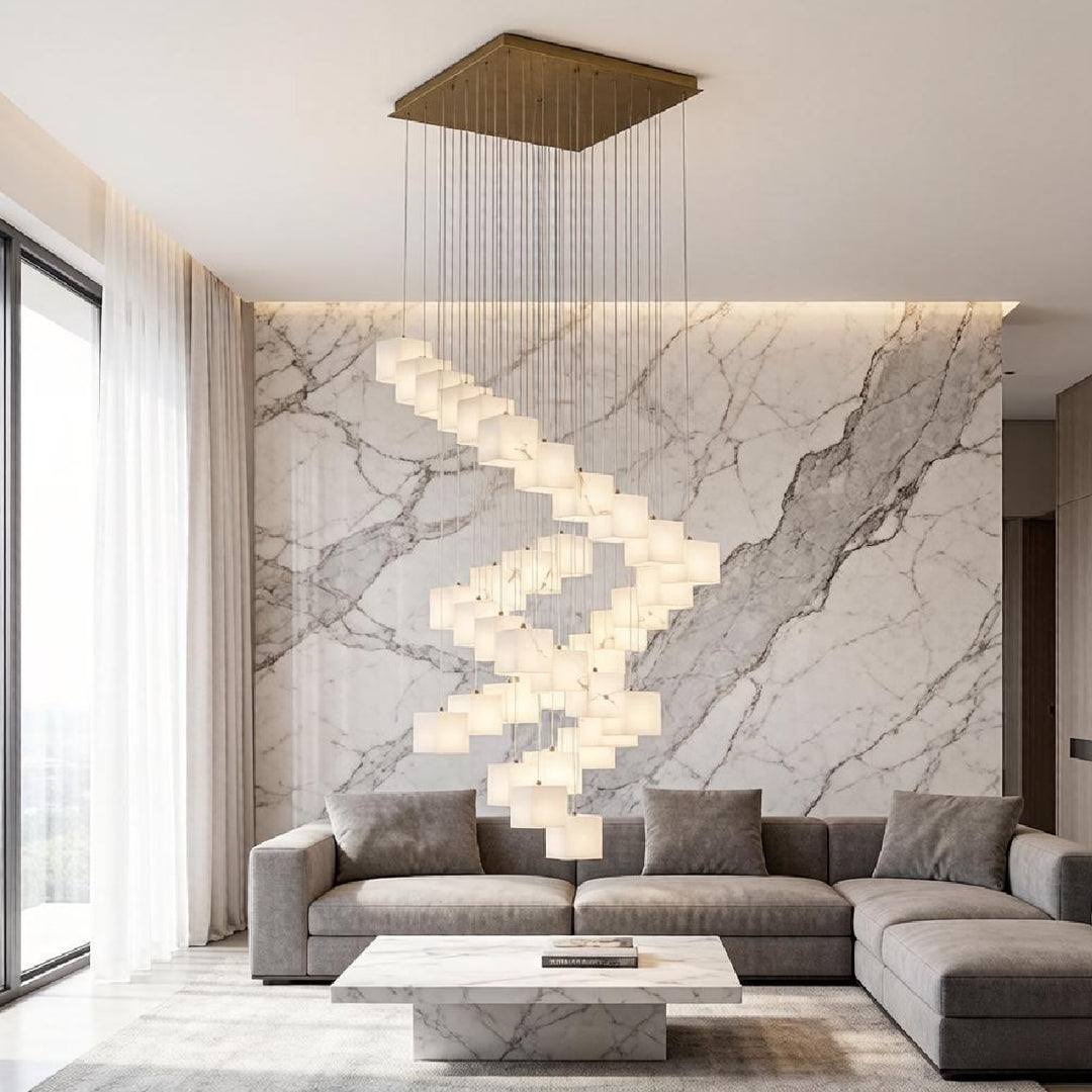 Rotation Alabaster Box Chandelier 7