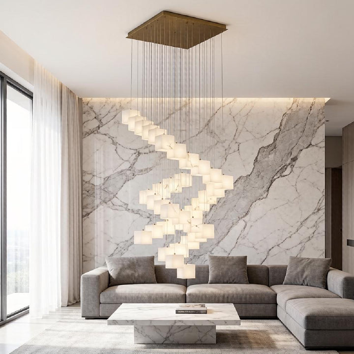 Rotation Alabaster Box Chandelier 7