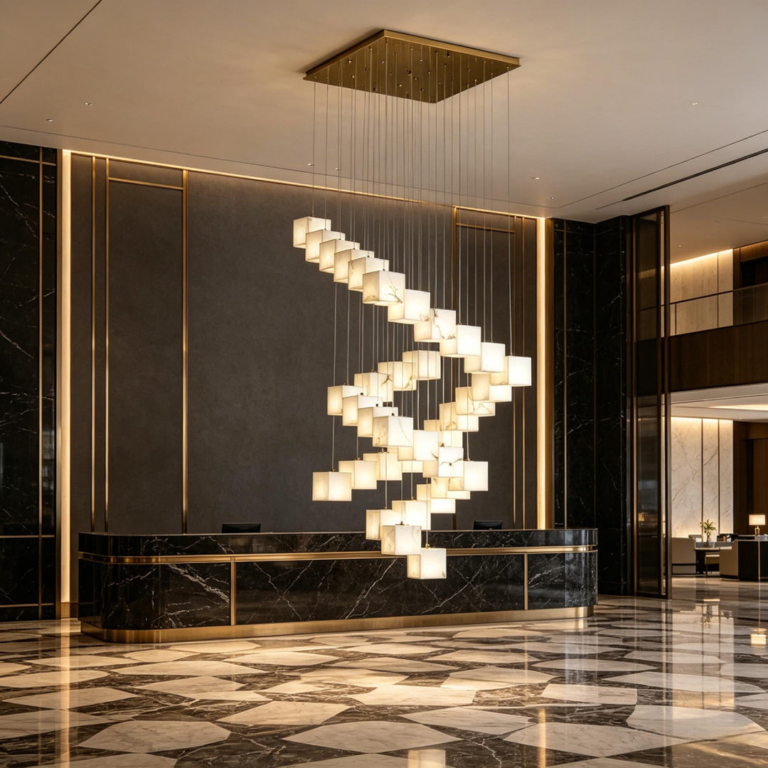 Rotation Alabaster Box Chandelier 8