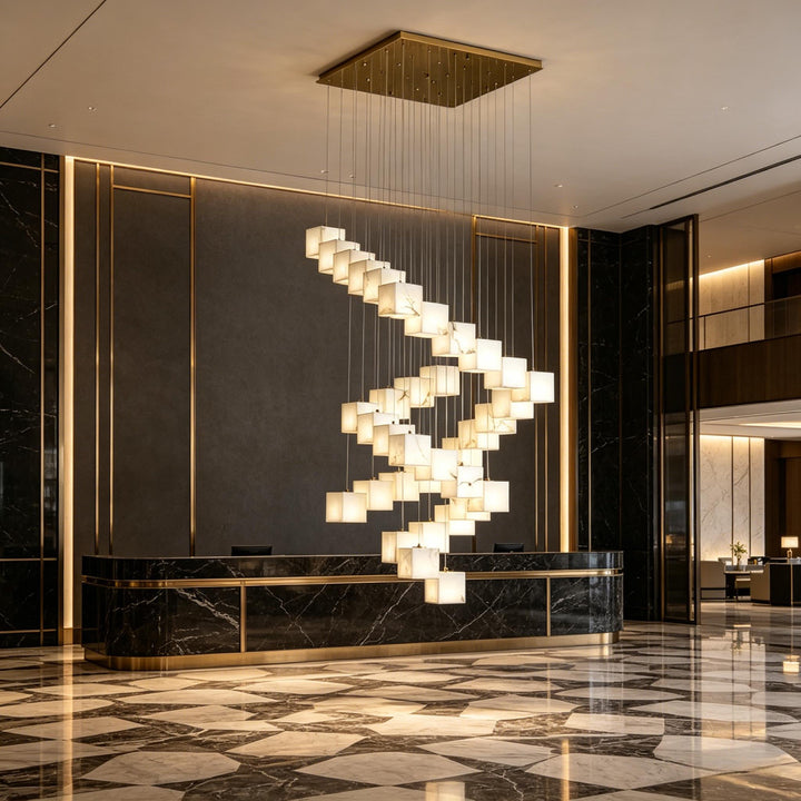 Rotation Alabaster Box Chandelier 8