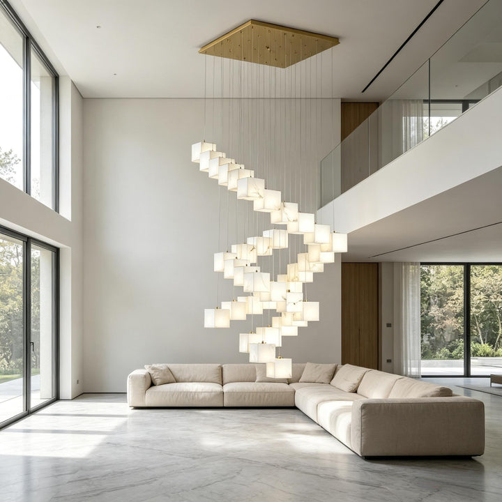 Rotation Alabaster Box Chandelier 9