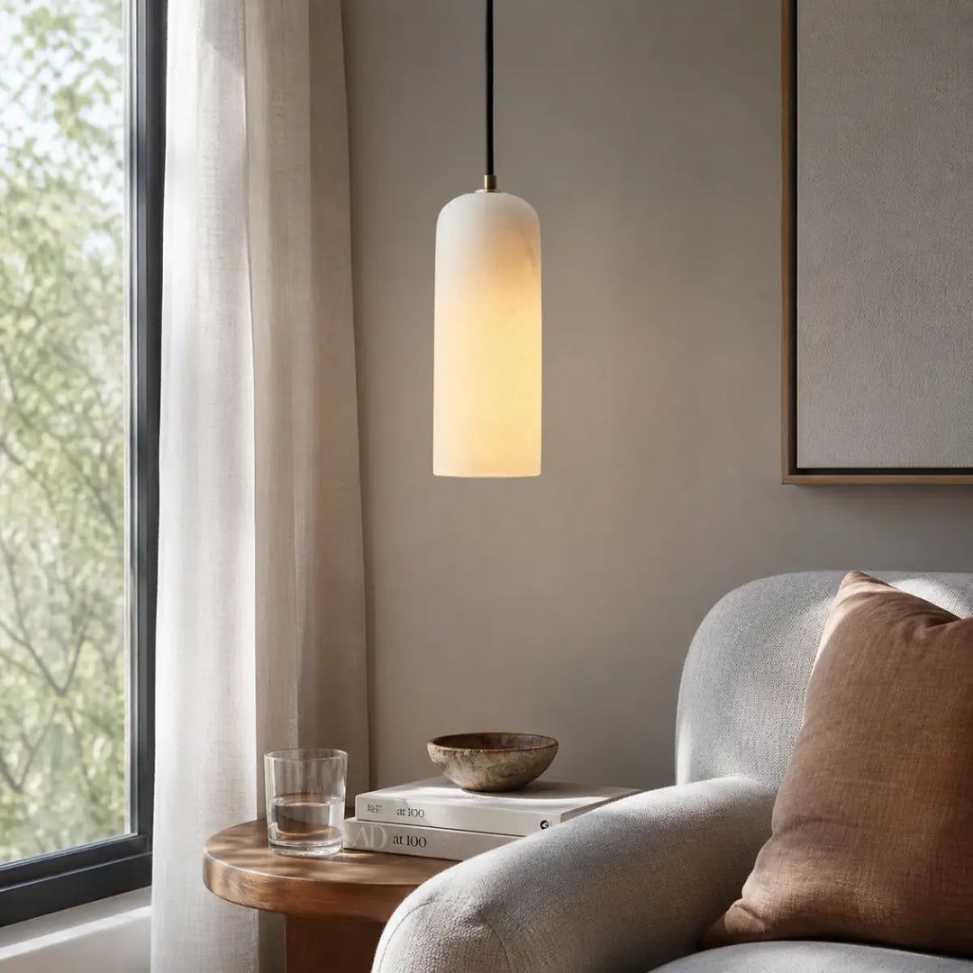 Selia Tube Alabaster Pendant Light 7
