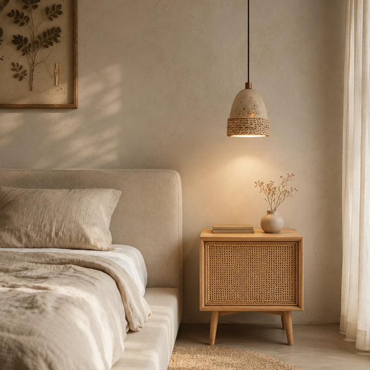 Serlue Travertine Rope Pendant Light 2
