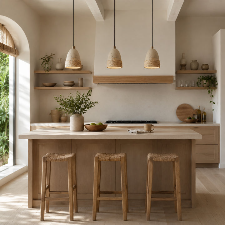 Serlue Travertine Rope Pendant Light 6