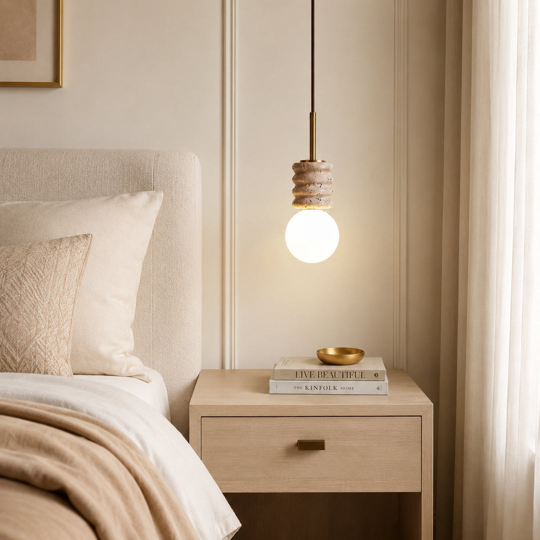 Solene Travertine Globe Pendant Light 1