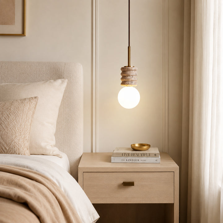 Solene Travertine Globe Pendant Light 1