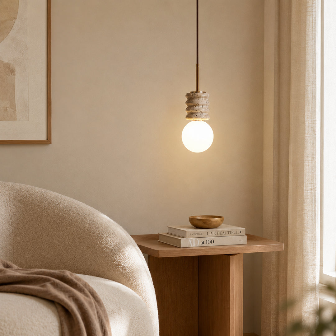 Solene Travertine Globe Pendant Light 2