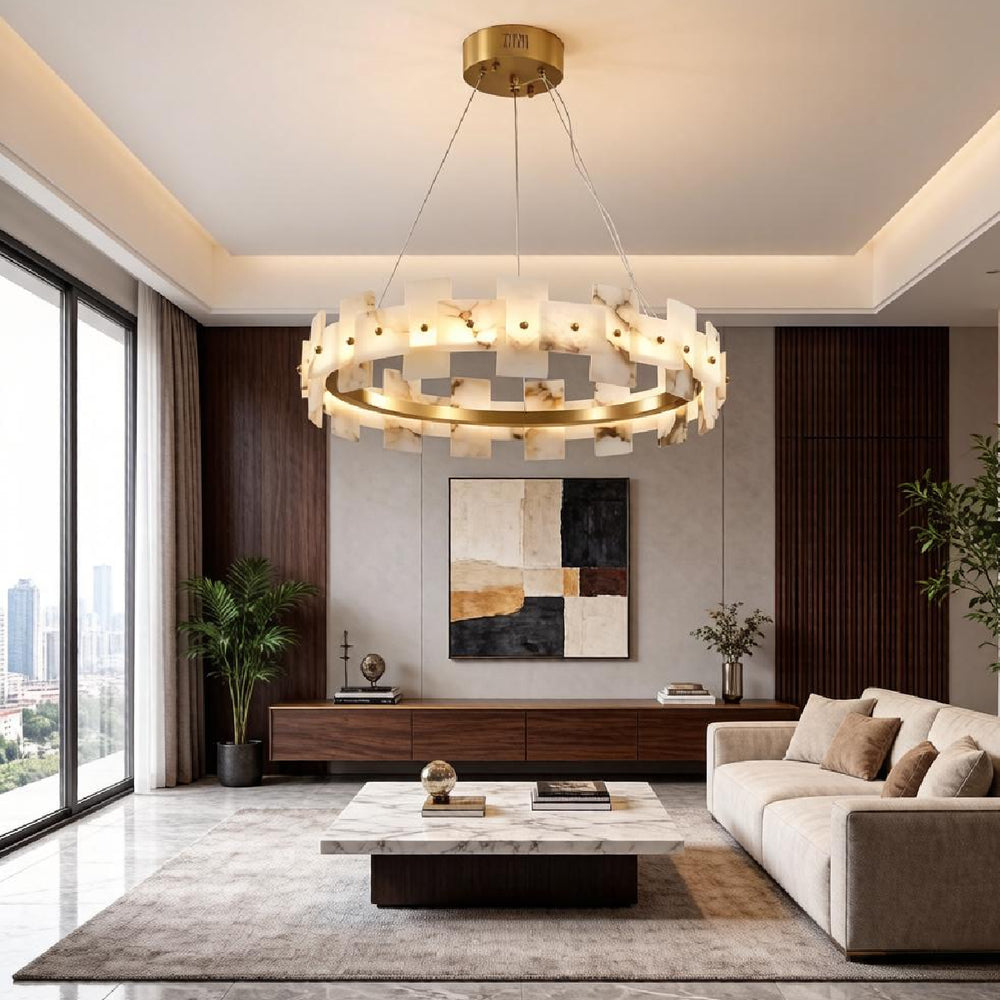 Southmore Luxury Alabaster Halo Chandelier – AIBIALIGHT