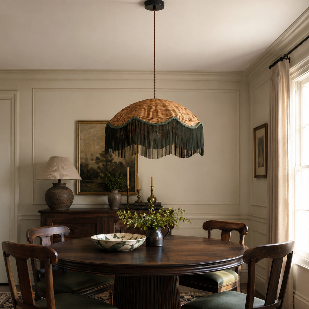 Talmora Rattan Fringe Pendant Light 4