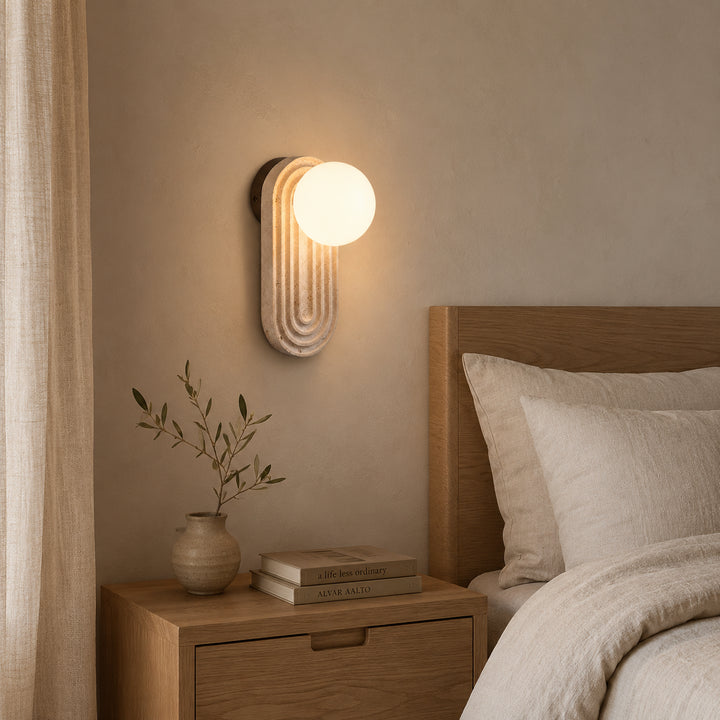Tavern Travertine Globe Wall Lamp 7