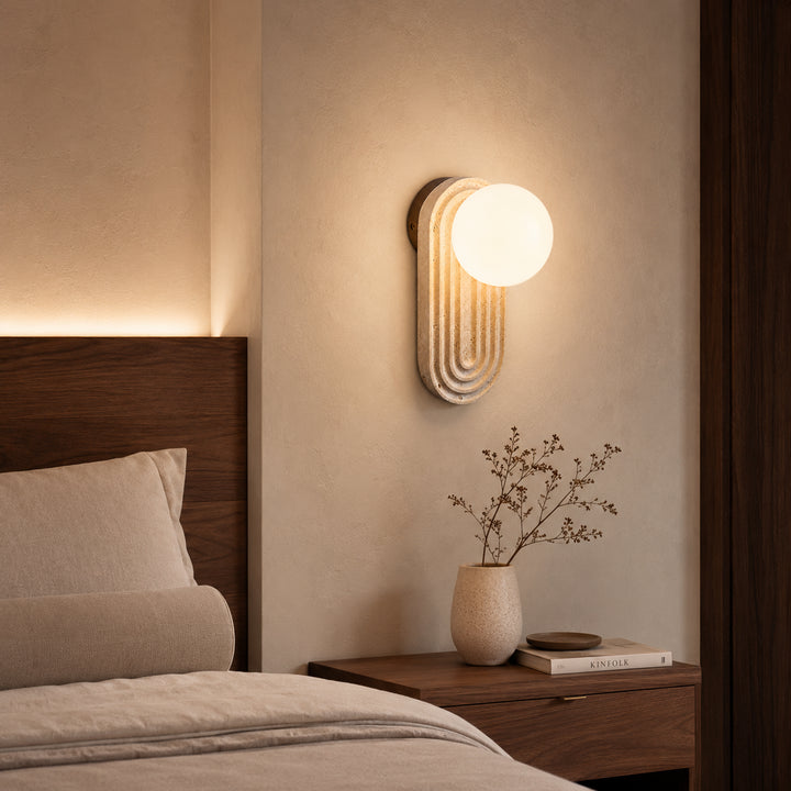 Tavern Travertine Globe Wall Lamp 3