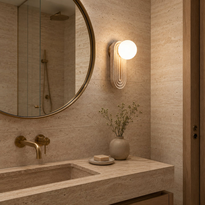 Tavern Travertine Globe Wall Lamp 4