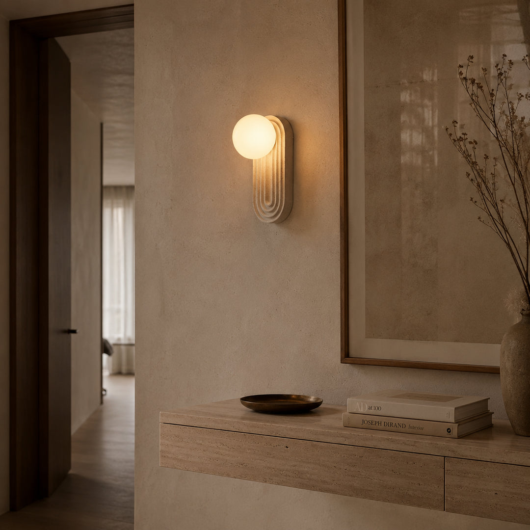 Tavern Travertine Globe Wall Lamp 5