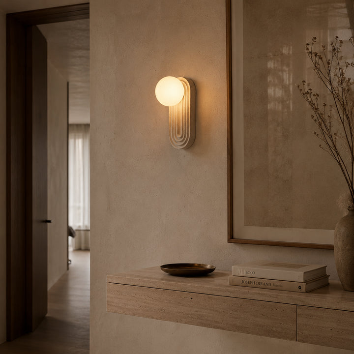Tavern Travertine Globe Wall Lamp 5