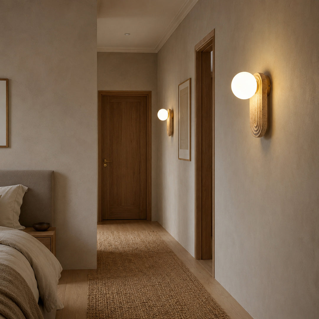 Tavern Travertine Globe Wall Lamp 6