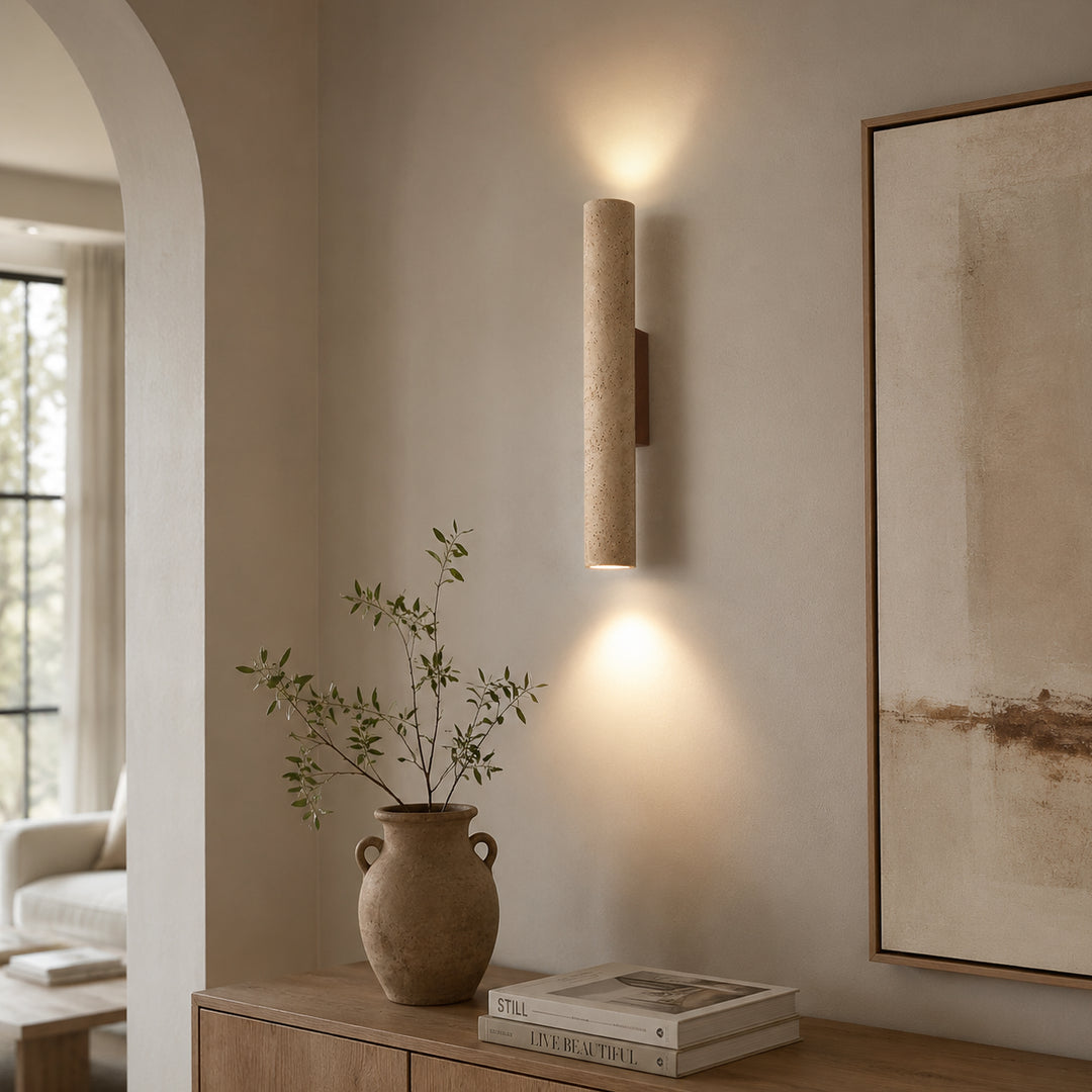 Tavliren Travertine Cylinder Wall Lamp 1