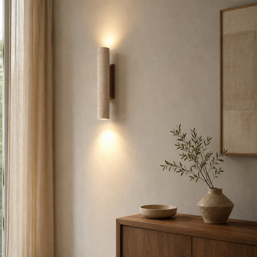 Tavliren Travertine Cylinder Wall Lamp 2