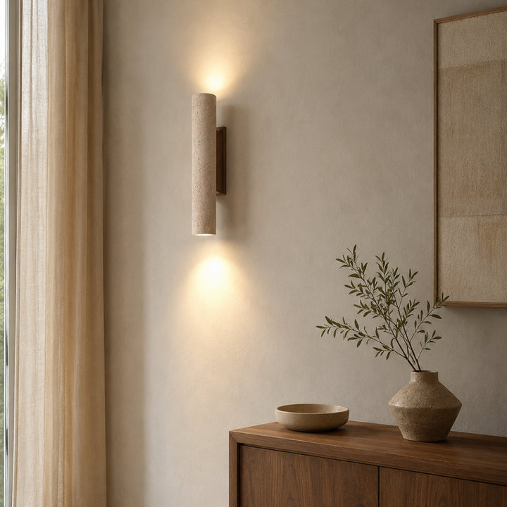 Tavliren Travertine Cylinder Wall Lamp 2