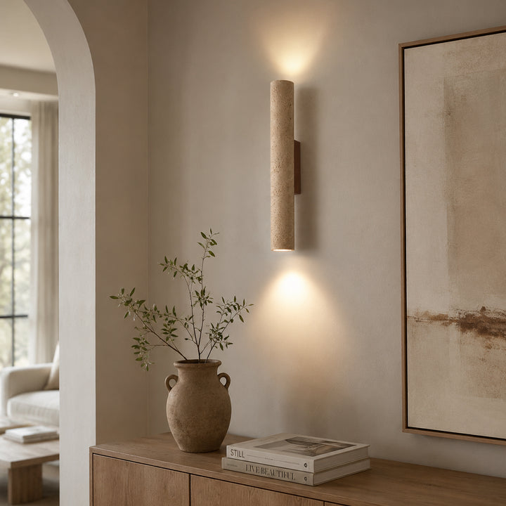 Tavliren Travertine Cylinder Wall Lamp 3