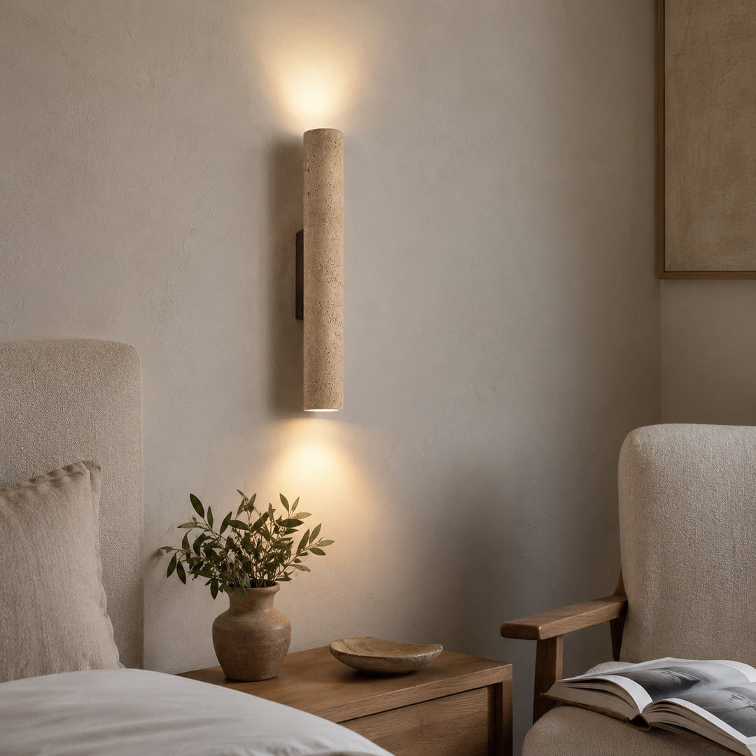 Tavliren Travertine Cylinder Wall Lamp 4