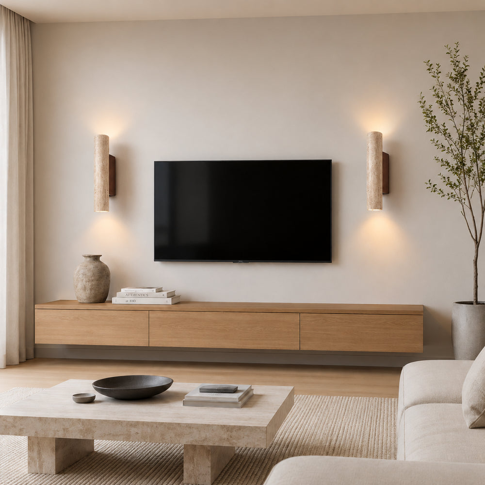 Tavliren Travertine Cylinder Wall Lamp 5