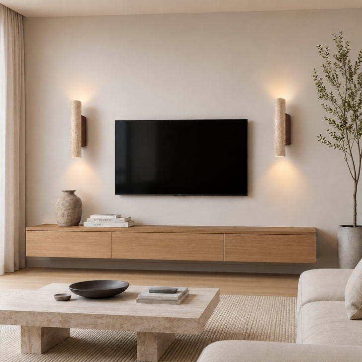 Tavliren Travertine Cylinder Wall Lamp 5