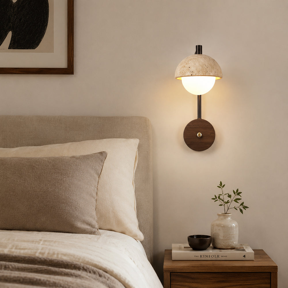 Tavrele Travertine Globe Wall Lamp 1