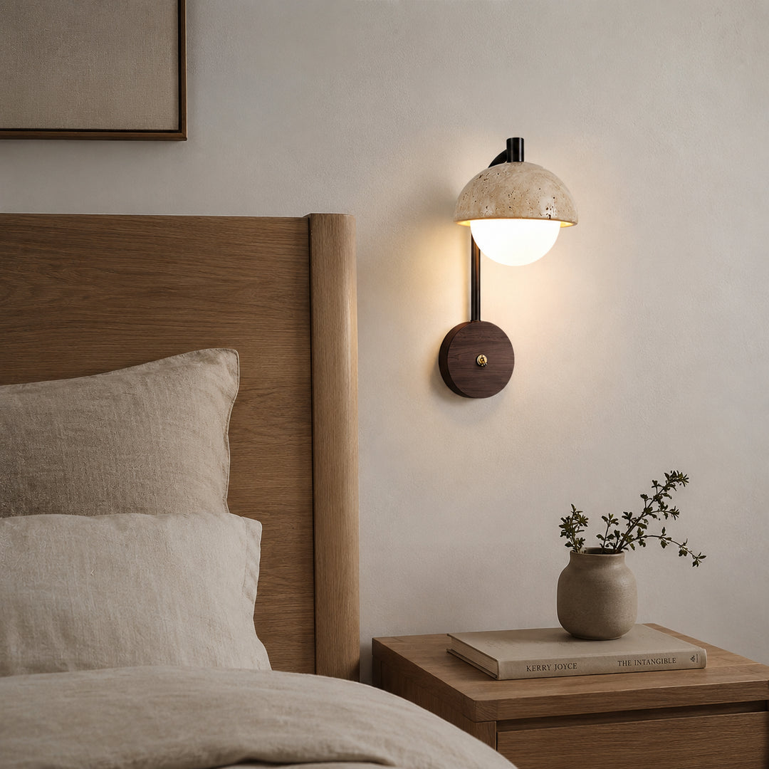 Tavrele Travertine Globe Wall Lamp 2