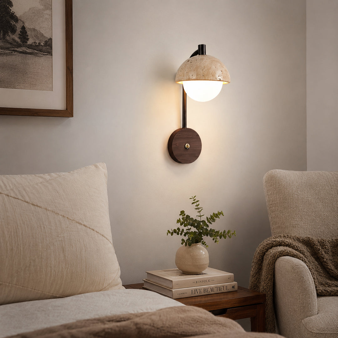 Tavrele Travertine Globe Wall Lamp 3