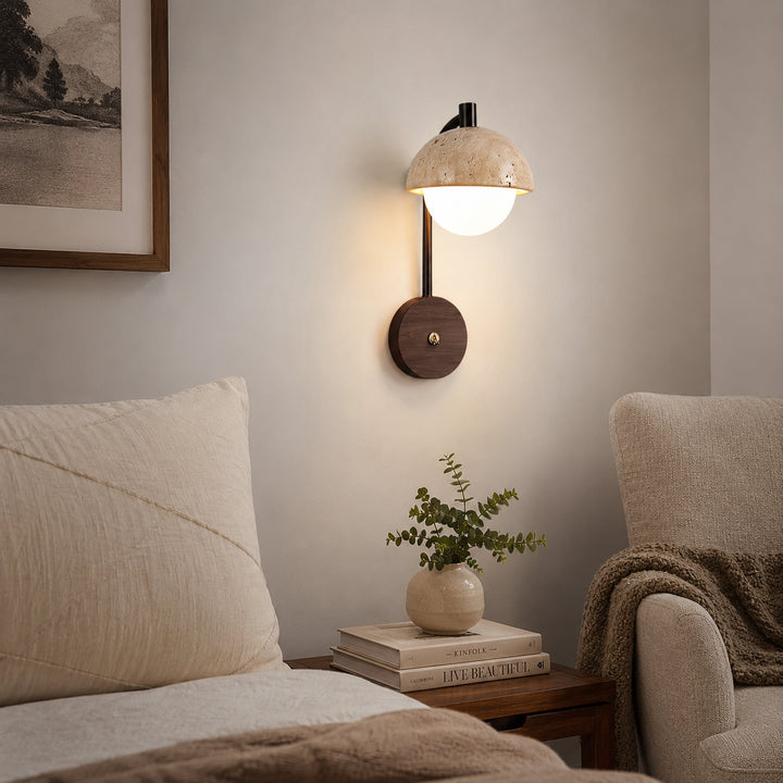 Tavrele Travertine Globe Wall Lamp 3