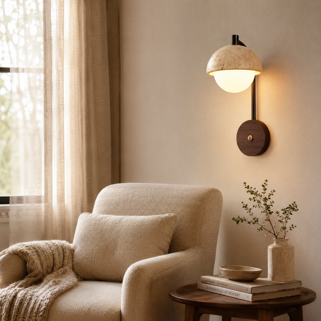 Tavrele Travertine Globe Wall Lamp 4