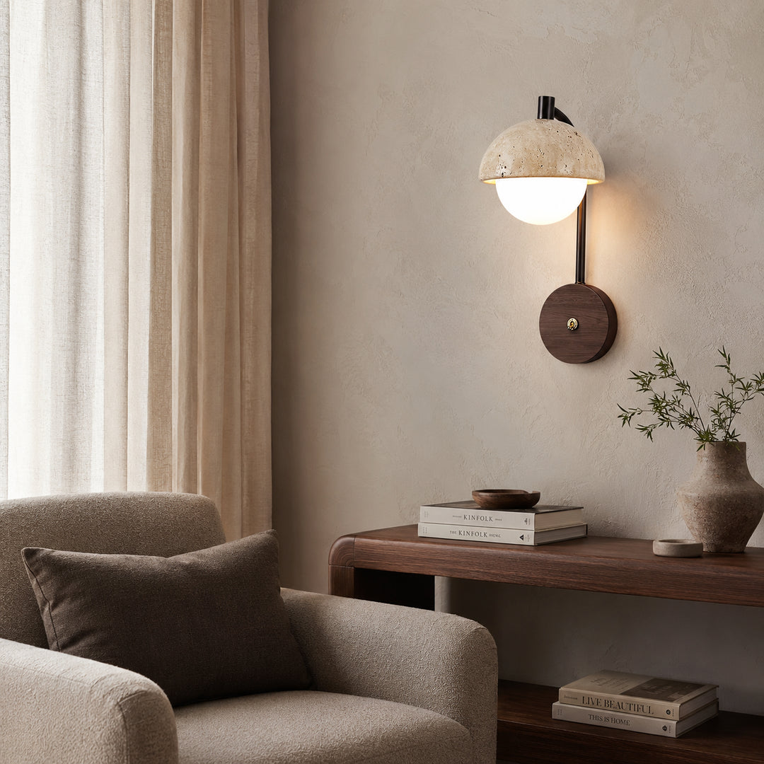 Tavrele Travertine Globe Wall Lamp 5