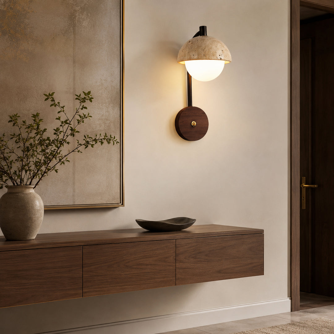 Tavrele Travertine Globe Wall Lamp 6