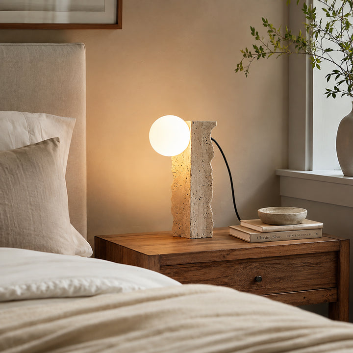 Tavrell Travertine Globe Table Lamp 6