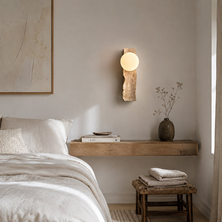 Tavrell Travertine Globe Wall Lamp 3