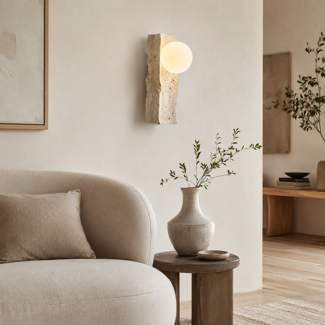 Tavrell Travertine Globe Wall Lamp 4