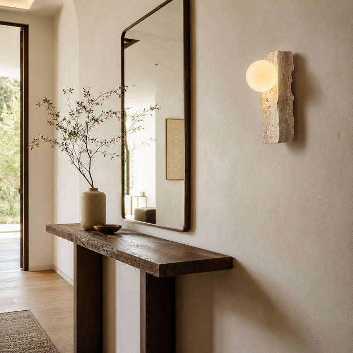 Tavrell Travertine Globe Wall Lamp 5