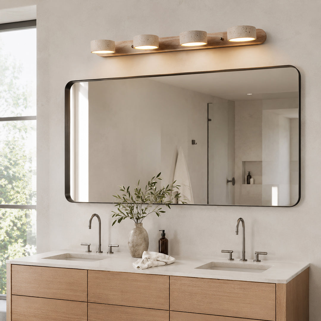Tavreni Travertine Wood Wall Lamp 1
