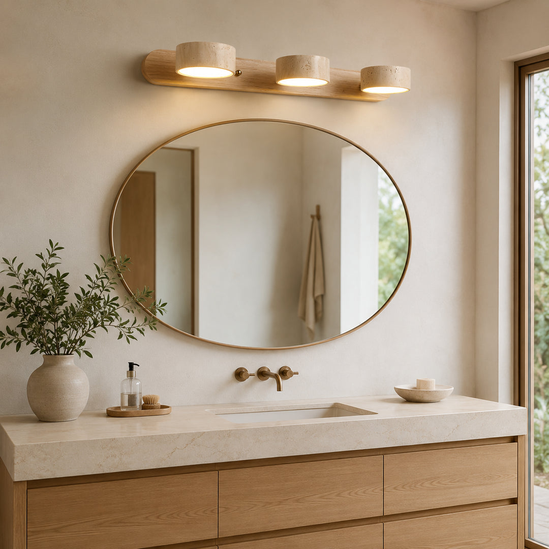 Tavreni Travertine Wood Wall Lamp 2