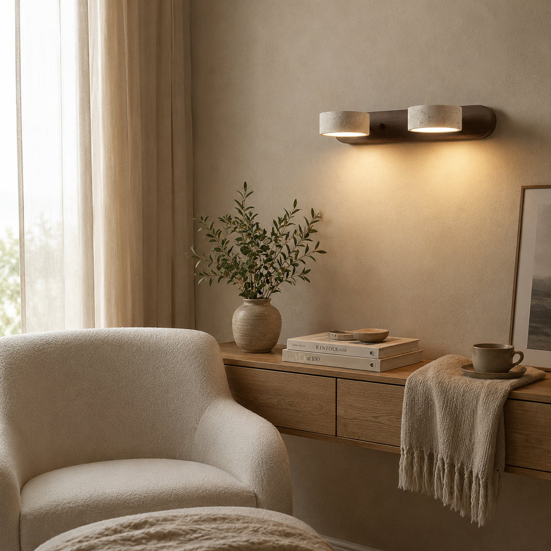 Tavreni Travertine Wood Wall Lamp 4