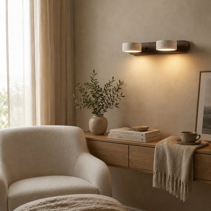 Tavreni Travertine Wood Wall Lamp 4