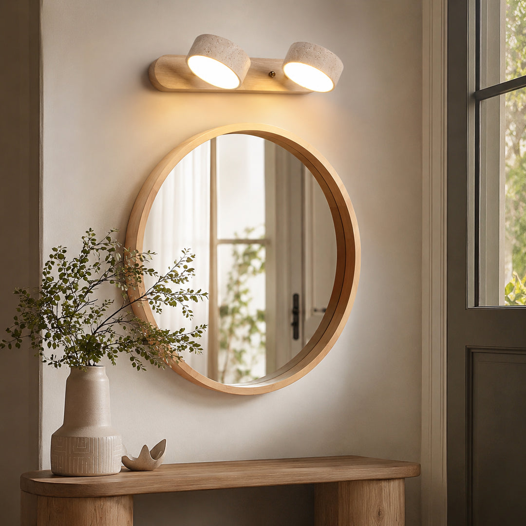 Tavreni Travertine Wood Wall Lamp 7
