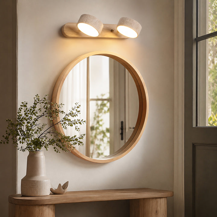 Tavreni Travertine Wood Wall Lamp 7