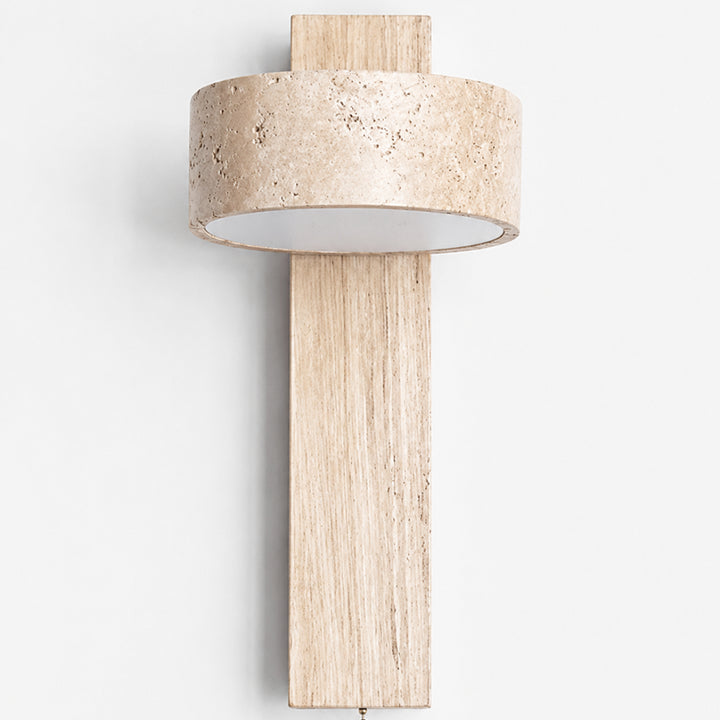 Tavreno Travertine Wood Wall Lamp 13
