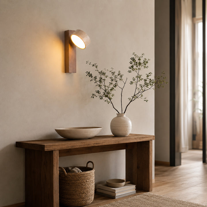 Tavreno Travertine Wood Wall Lamp 3